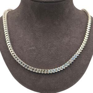 925 Sterling Silver Flat Curb Chain Necklace 18in 20.9g Italy Solid Shine